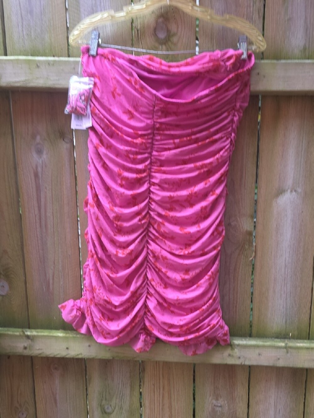 Pink Ruched Ruffle Dress - Picture 4 of 4